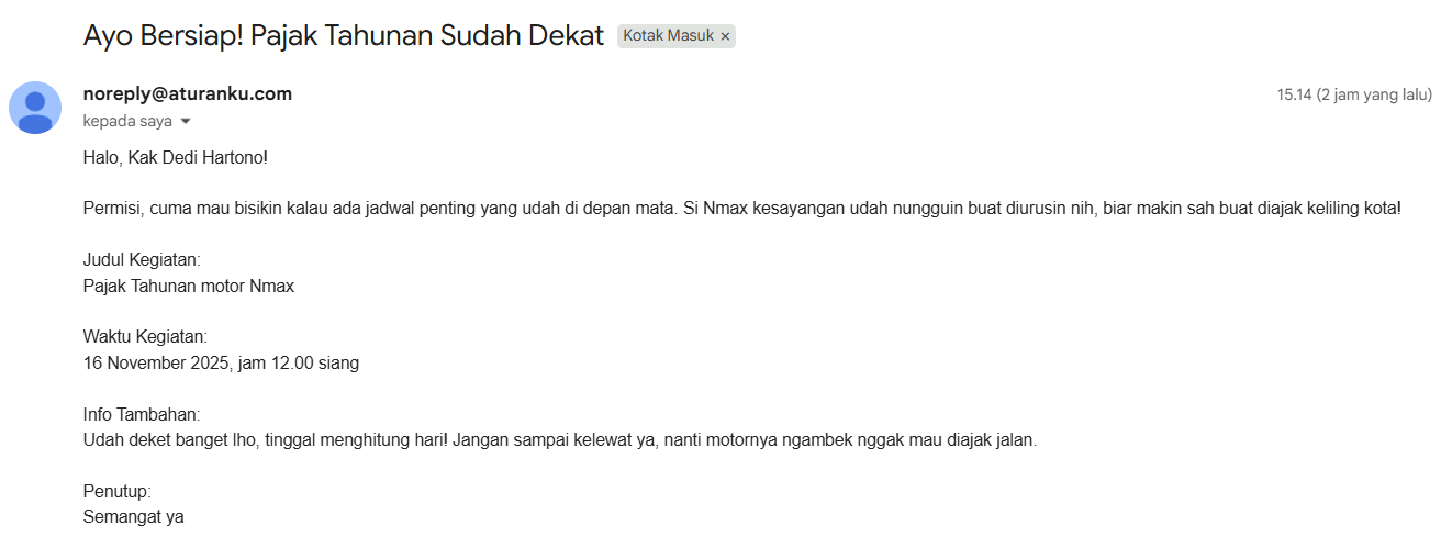 Screenshot Fitur Smart Reminder